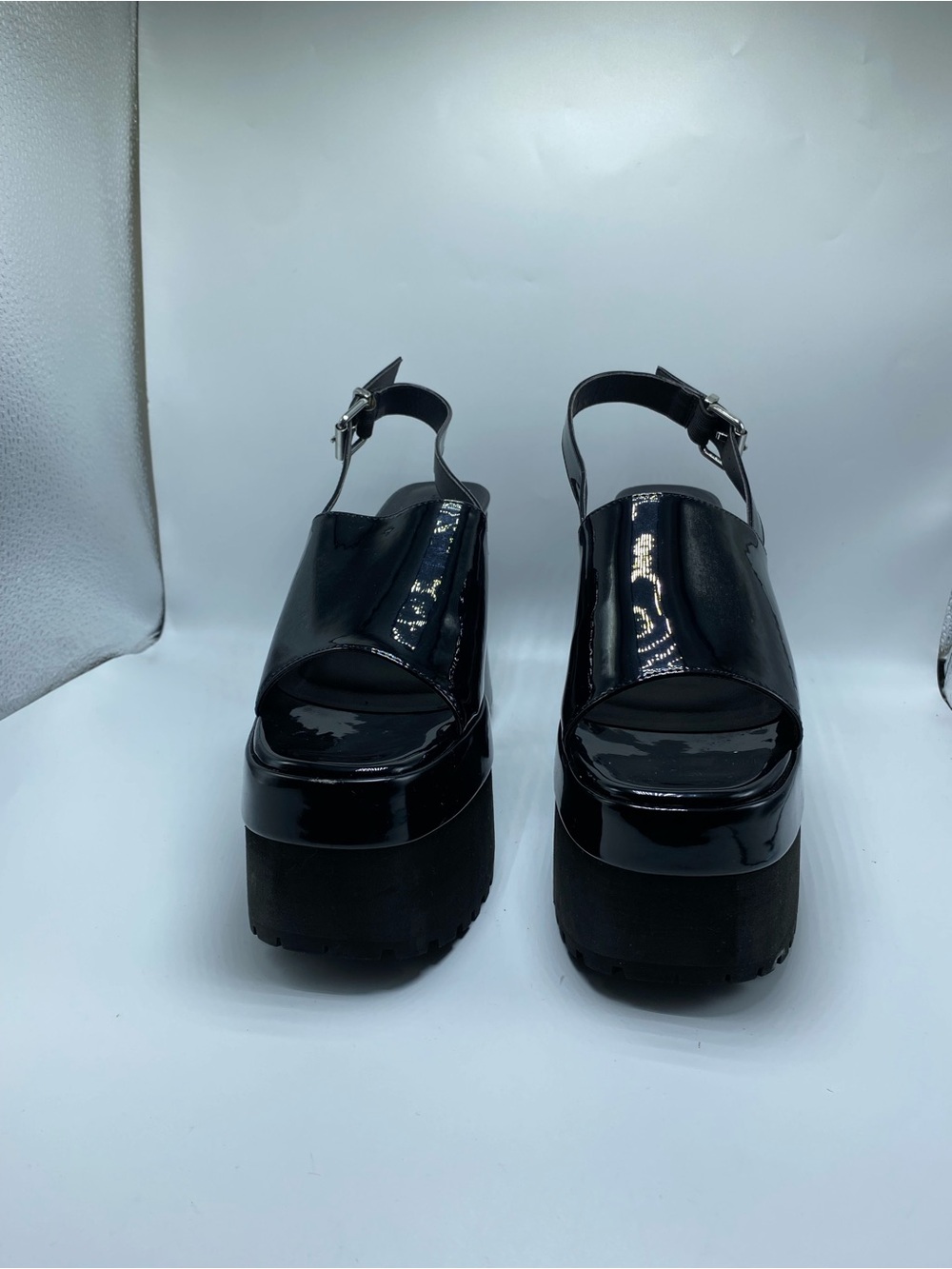 Current Mood Black Patent Platform Slingback Sandals - Picture 2 of 6